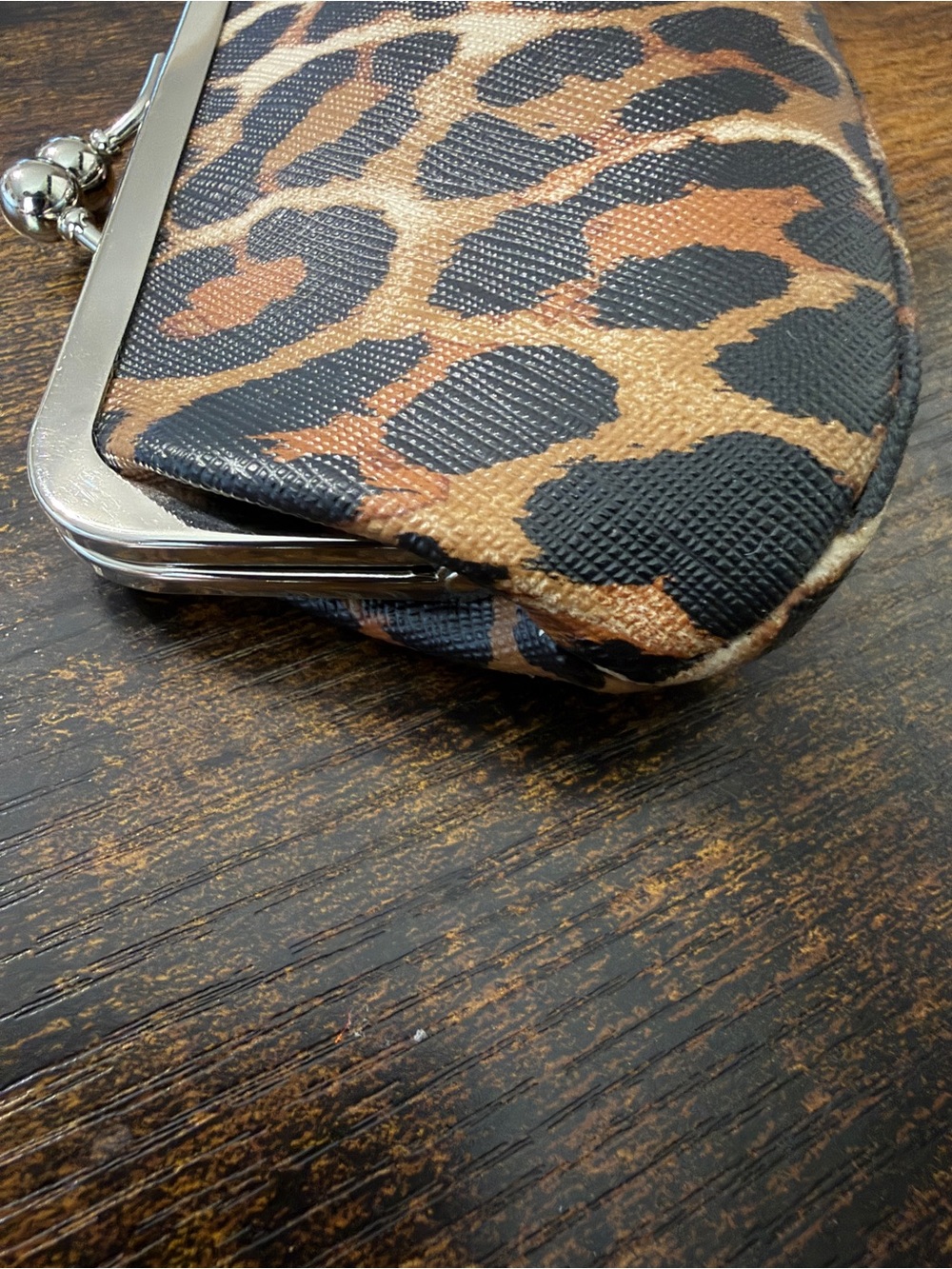 COACH Leopard-Print Kiss-Lock Coin Purse - Brown & Black - Picture 6 of 12